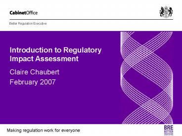 Introduction to Regulatory Impact Assessment