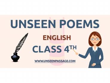 Unseen Poem for Class 4 in English | Latest Unseen poem