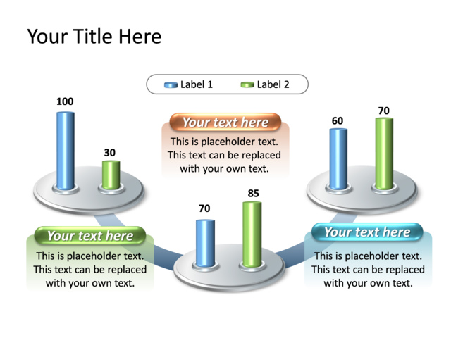 PowerPoint Slide - Cylinder Column Chart 3D - Multicolor - 3 Sectors ...