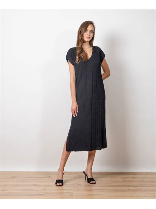 Abito m/c filo lurex scollo V AGGEL | SS03001K-BLA