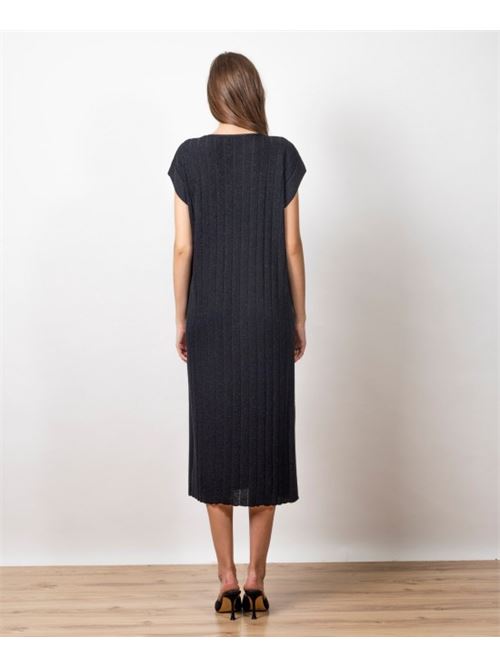 Abito m/c filo lurex scollo V AGGEL | SS03001K-BLA