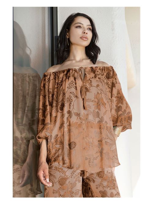 Blusa offshoulder fantasia cachemire AGGEL | SS61133KF-MOC