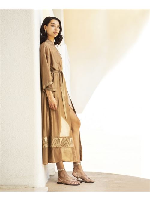 Kimono lungo c/cintura AGGEL | SS62101KF-BRO