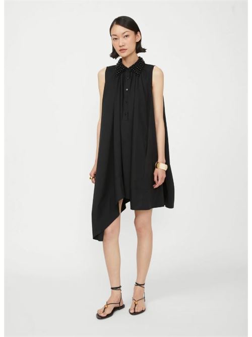 Abito camicione over asimmetrico c/collo perle ISABELLE BLANCHE | A171-T011-BLA