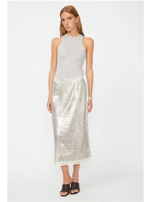 Gonna longuette paillettes ISABELLE BLANCHE | G155-T015-MOD-SIL