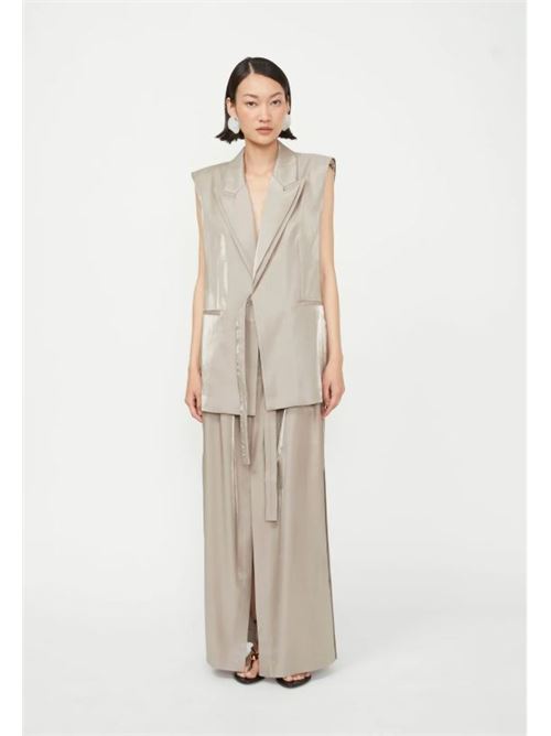 Giacca/gilet lucido + pantalone palazzo c/pinces ISABELLE BLANCHE | J049+P053-T003-TAU