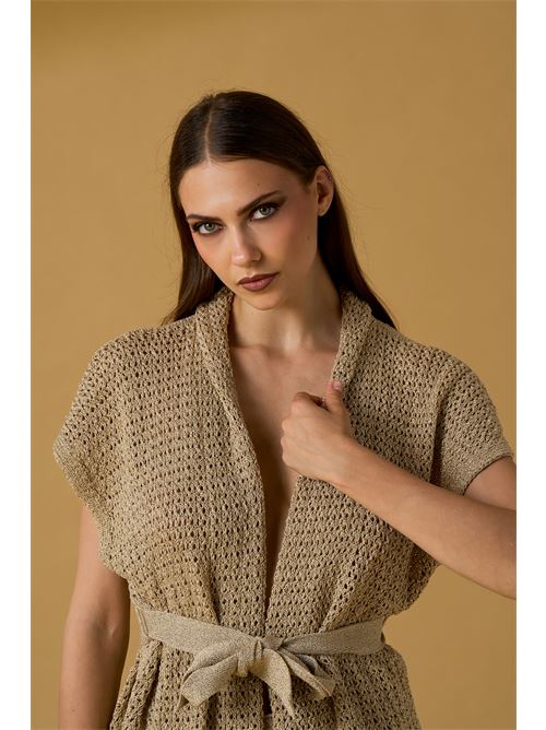 Cardigan kimono crochet lurex NO SECRETS | 261NS076-ORO