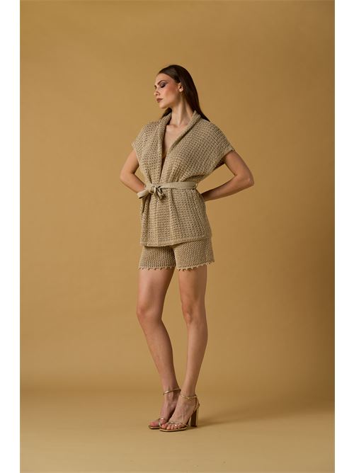 Cardigan kimono crochet lurex NO SECRETS | 261NS076-ORO