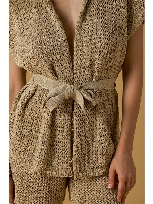 Cardigan kimono crochet lurex NO SECRETS | 261NS076-ORO