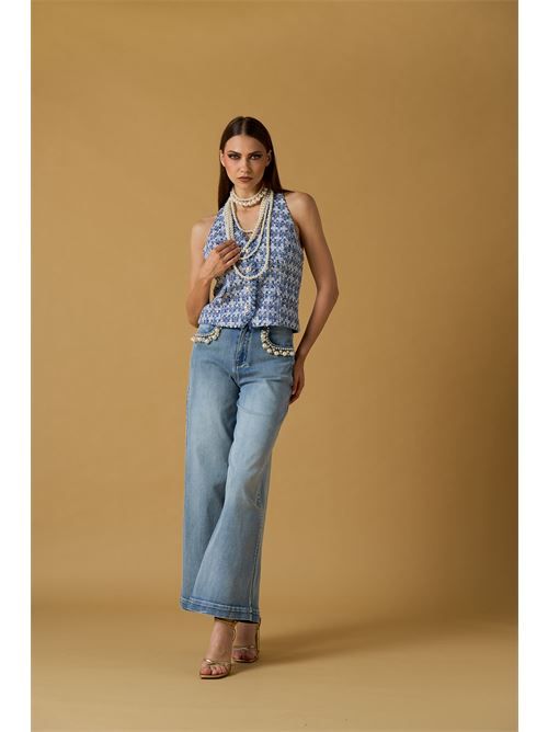 Jeans scambiato c/perle NO SECRETS | 261NS201-BLE