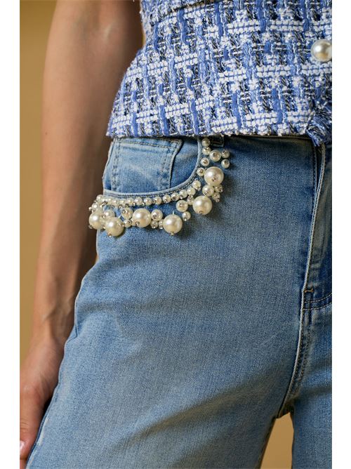 Jeans scambiato c/perle NO SECRETS | 261NS201-BLE