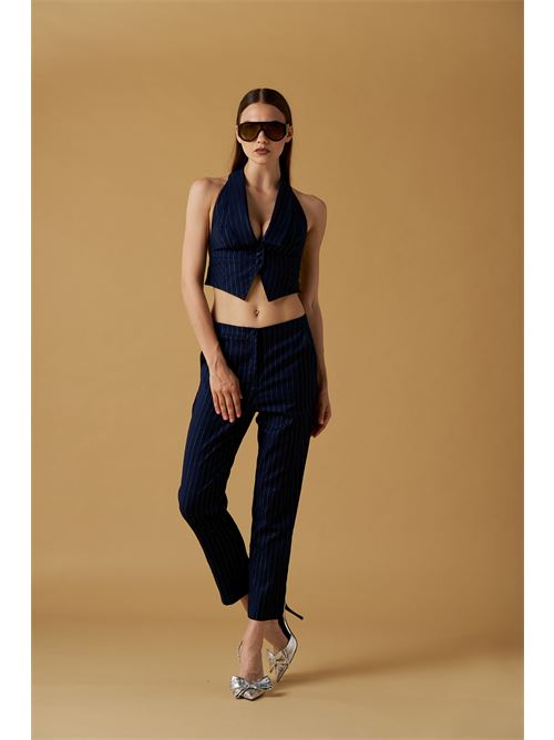 Pantalone capri gessato lurex NO SECRETS | 261NS250-BLU