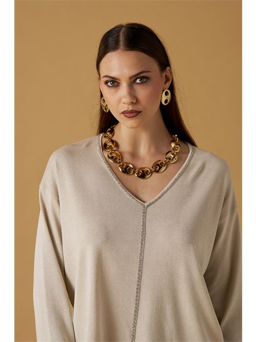 Pull scollo V lurex profilo diamanti NO SECRETS | 261NS265-NOC