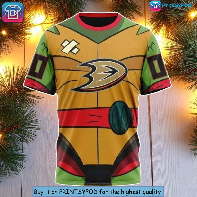 Ninja Turtles Style Anaheim Ducks Hoodie All Over Print With Custom Name Design Ninja Turtles Style Anaheim Ducks Hoodie All Over Print With Custom Name Design - 2