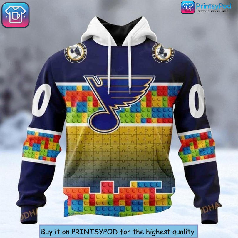 Trendy Cool Graphic St Louis Blues Hoodie In NHL 3D Style With Puzzle Game Gradient Trendy Cool Graphic St Louis Blues Hoodie In NHL 3D Style With Puzzle Game Gradient