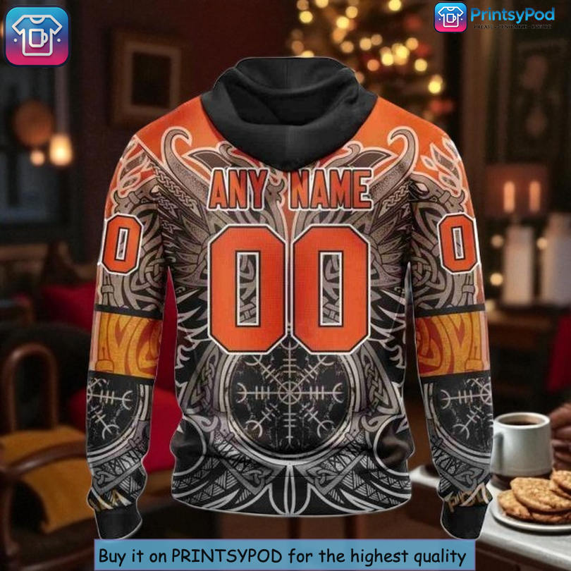 Unique Anaheim Ducks All Over Print Hoodie For Fan Featuring Custom Viking Design Unique Anaheim Ducks All Over Print Hoodie For Fan Featuring Custom Viking Design - 1