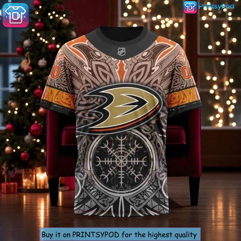 Unique Anaheim Ducks All Over Print Hoodie For Fan Featuring Custom Viking Design Unique Anaheim Ducks All Over Print Hoodie For Fan Featuring Custom Viking Design - 3