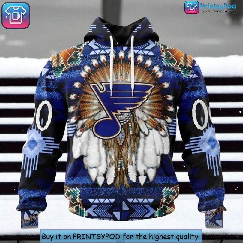 Unique NHL 3D Graphic Style Custom St Louis Blues Hoodie With Native Costume Design
