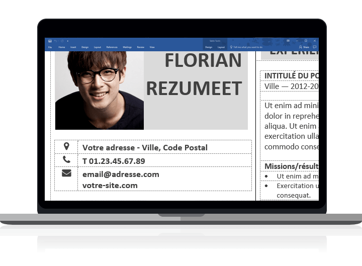 Fitzroy - Modèle de CV avec bordure clairement organisé avec des tableaux