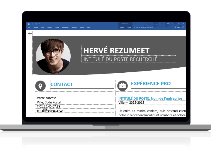 Hongdae - Modèle de CV moderne clairement organisé avec des tableaux