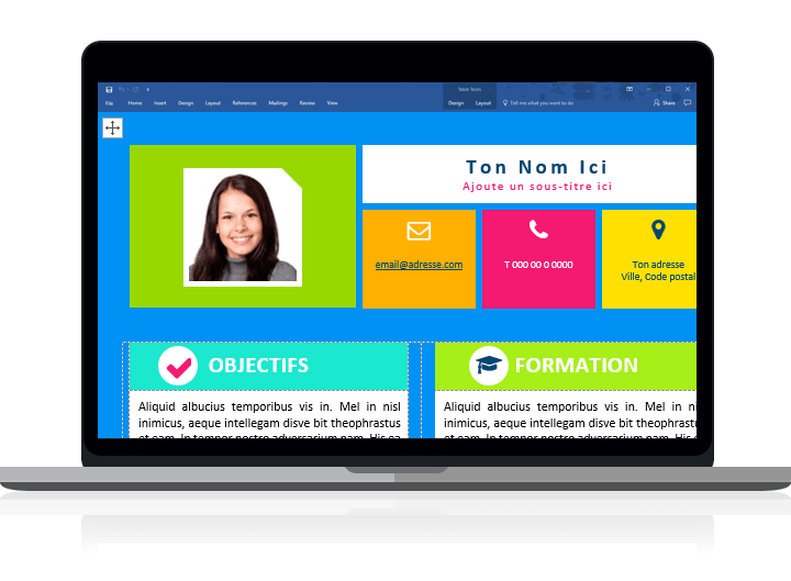 Mon Premier CV - - Modèle de CV Word pour les enfants clairement organisé avec des tableaux