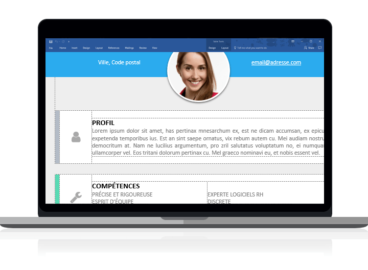 Le Marais - Modèle de CV moderne pour Word clairement organisé avec des tableaux