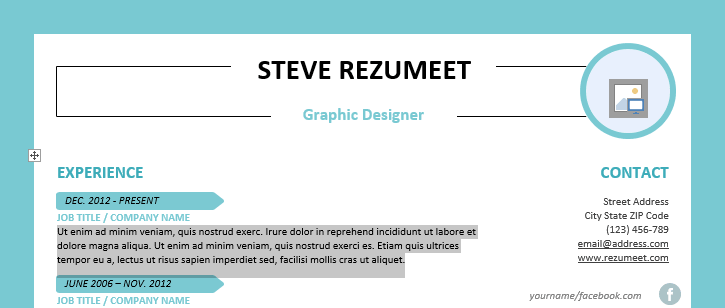 Rockdale - Resume Template built with Text and Picture Content Control