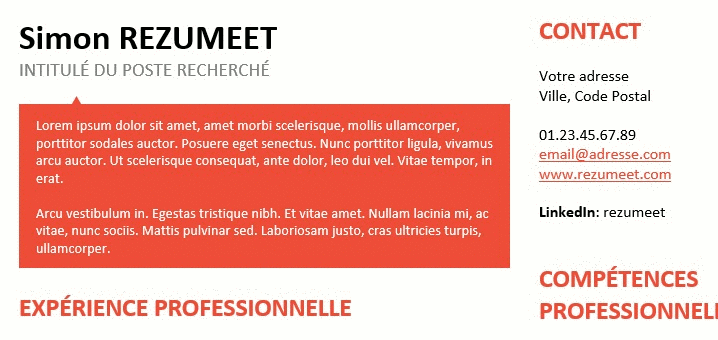 SoHo - Modèle de CV construit avec la fonction de « Contrôle de Contenu » de texte de Word