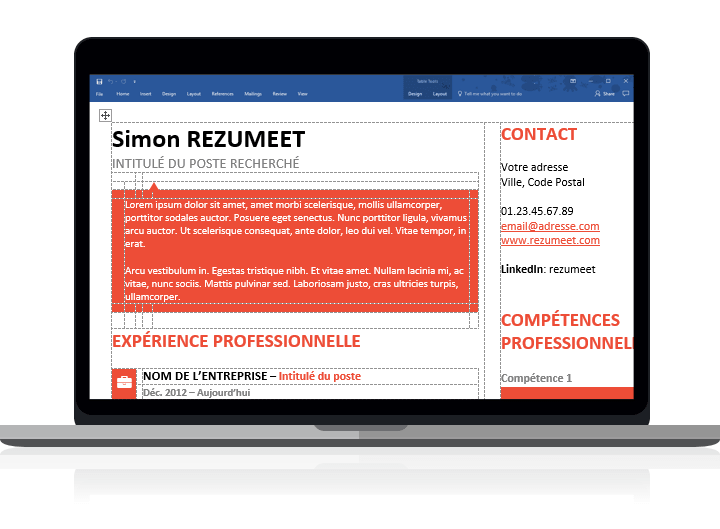 SoHo - Modèle de CV optimisé et clairement organisé sous forme de tableaux