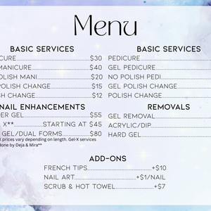 With menubusiness card postcard    