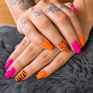 Neon tiger nail art austin tx