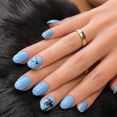 Blue summer nail art austin tx
