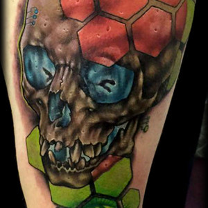Skull hexagons with logo copy