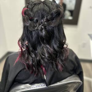 Pin5 brunette dark braided updo red accents 1200x1500