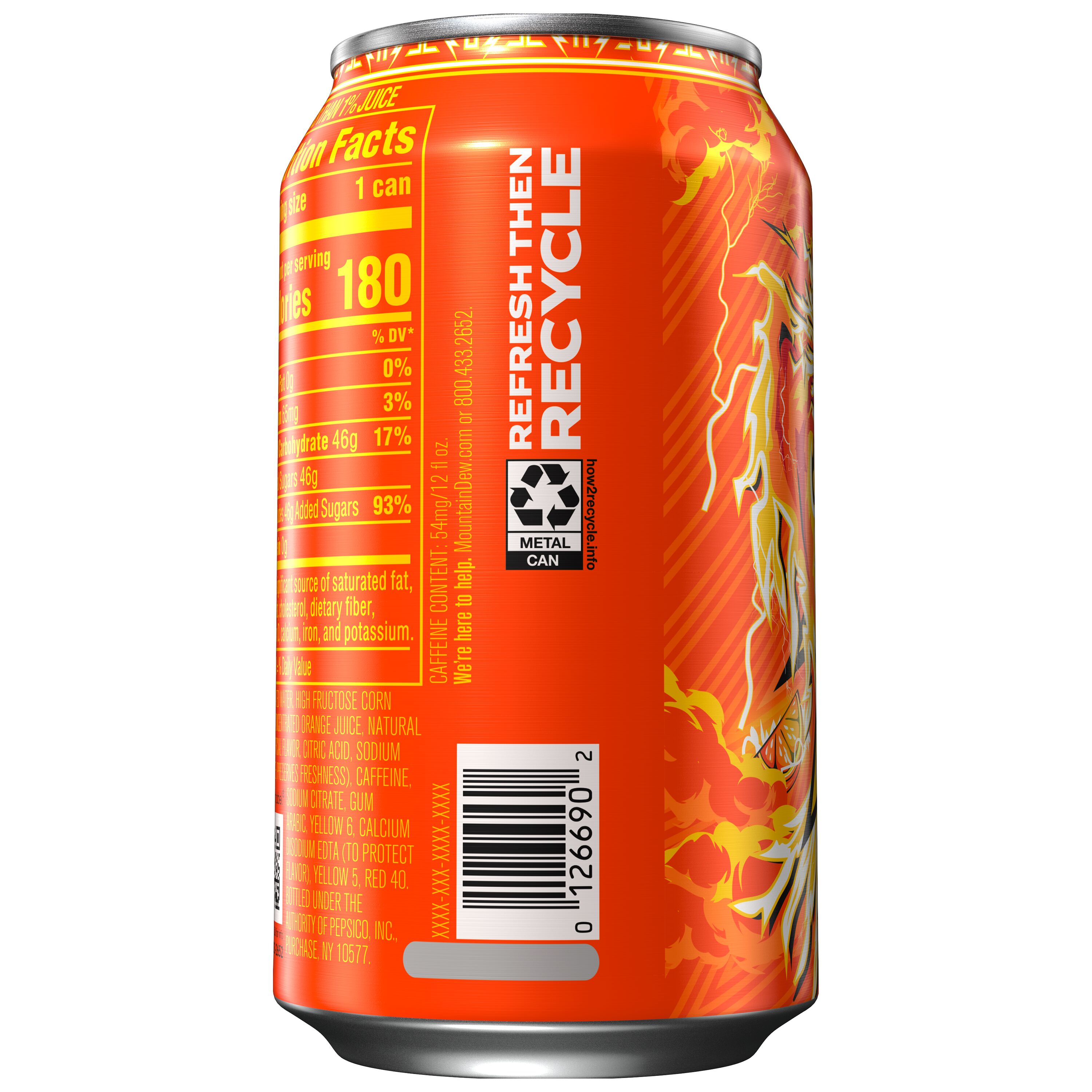 Mountain Dew, LiveWire, Dew Sparked With Artificial Orange Flavor thumbnail