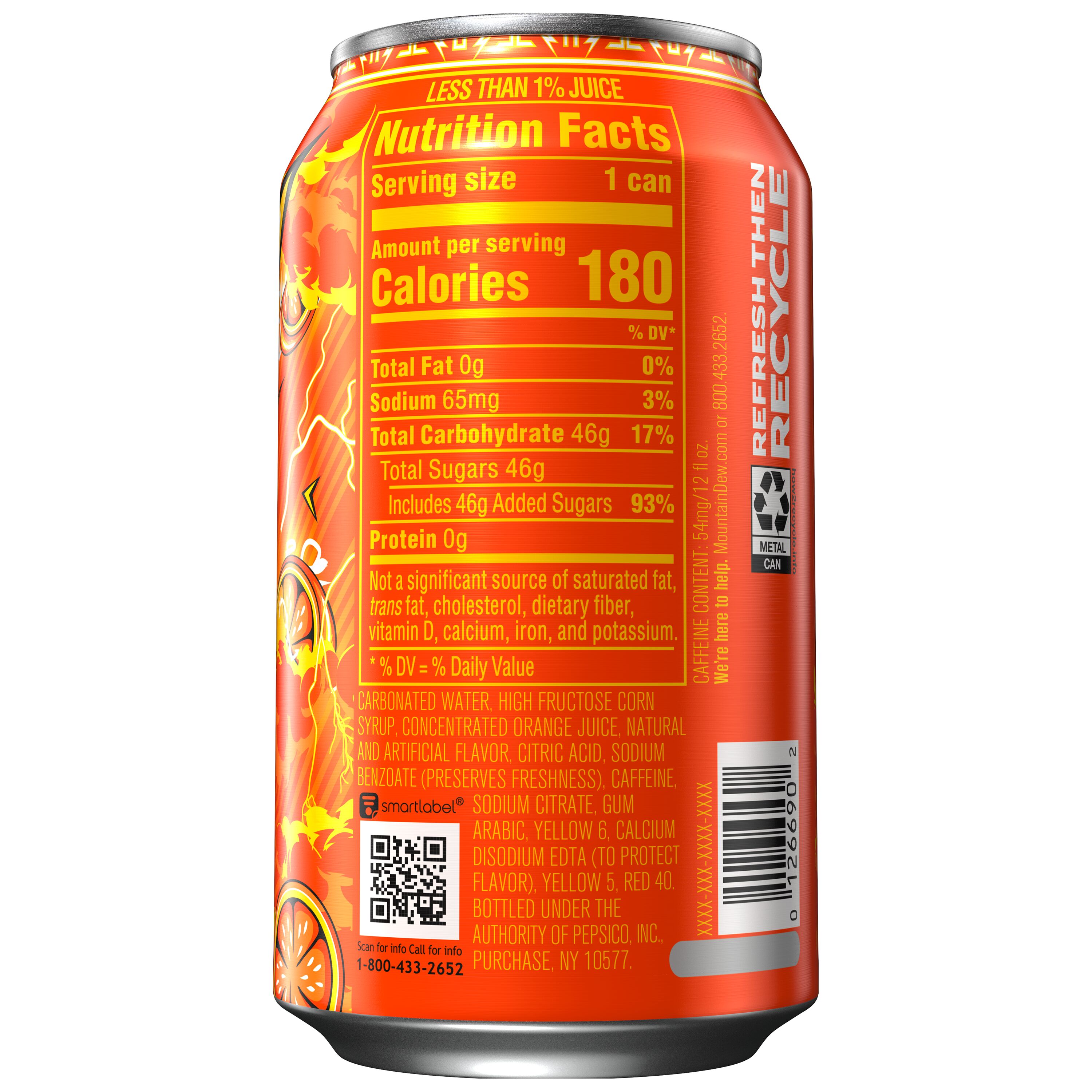 Mountain Dew, LiveWire, Dew Sparked With Artificial Orange Flavor thumbnail