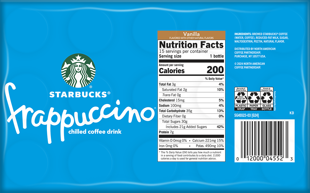 Starbucks, Frappuccino, Vanilla Flavored, Chilled Coffee Drink thumbnail