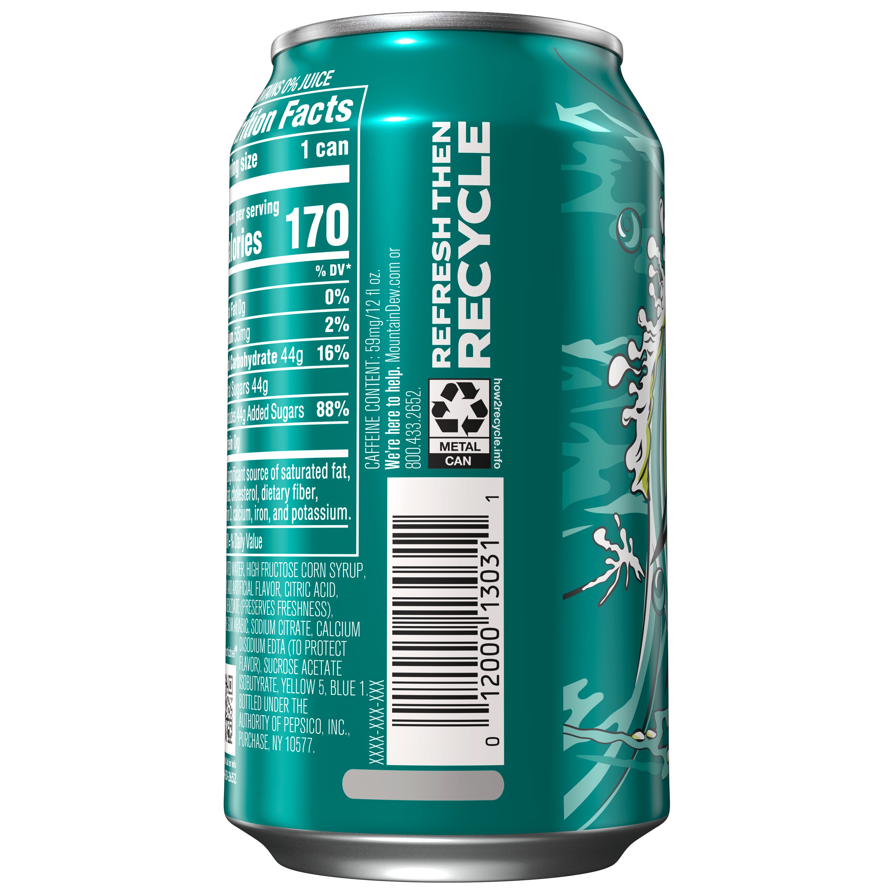 Mountain Dew, Baja Blast, Dew With A Blast Of Natural And Artificial Tropical Lime Flavor thumbnail