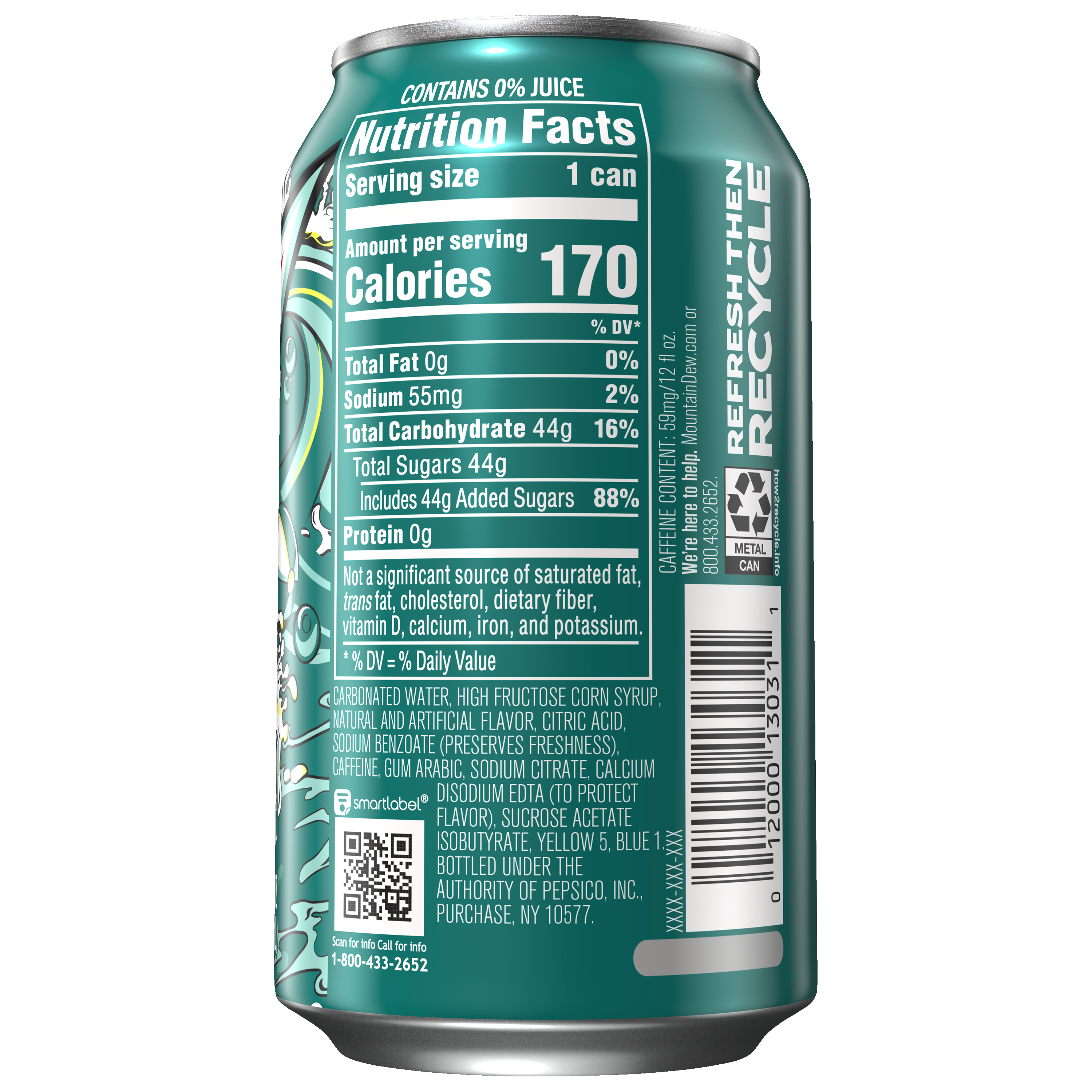 Mountain Dew, Baja Blast, Dew With A Blast Of Natural And Artificial Tropical Lime Flavor thumbnail