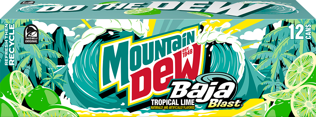 Mountain Dew, Baja Blast, Tropical Lime Naturally And Artificially Flavored Dew thumbnail