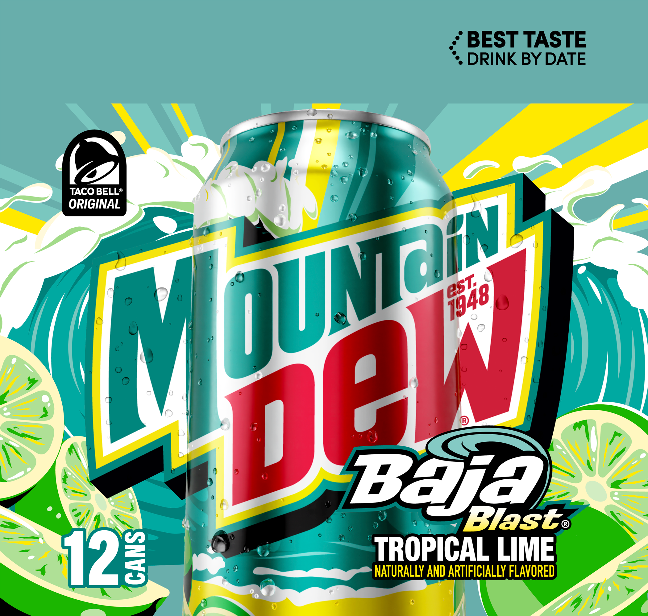 Mountain Dew, Baja Blast, Tropical Lime Naturally And Artificially Flavored Dew thumbnail