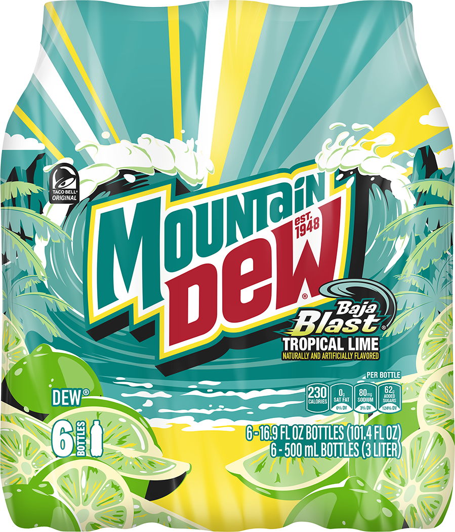 Mountain Dew, Baja Blast, Tropical Lime Naturally And Artificially Flavored Dew thumbnail