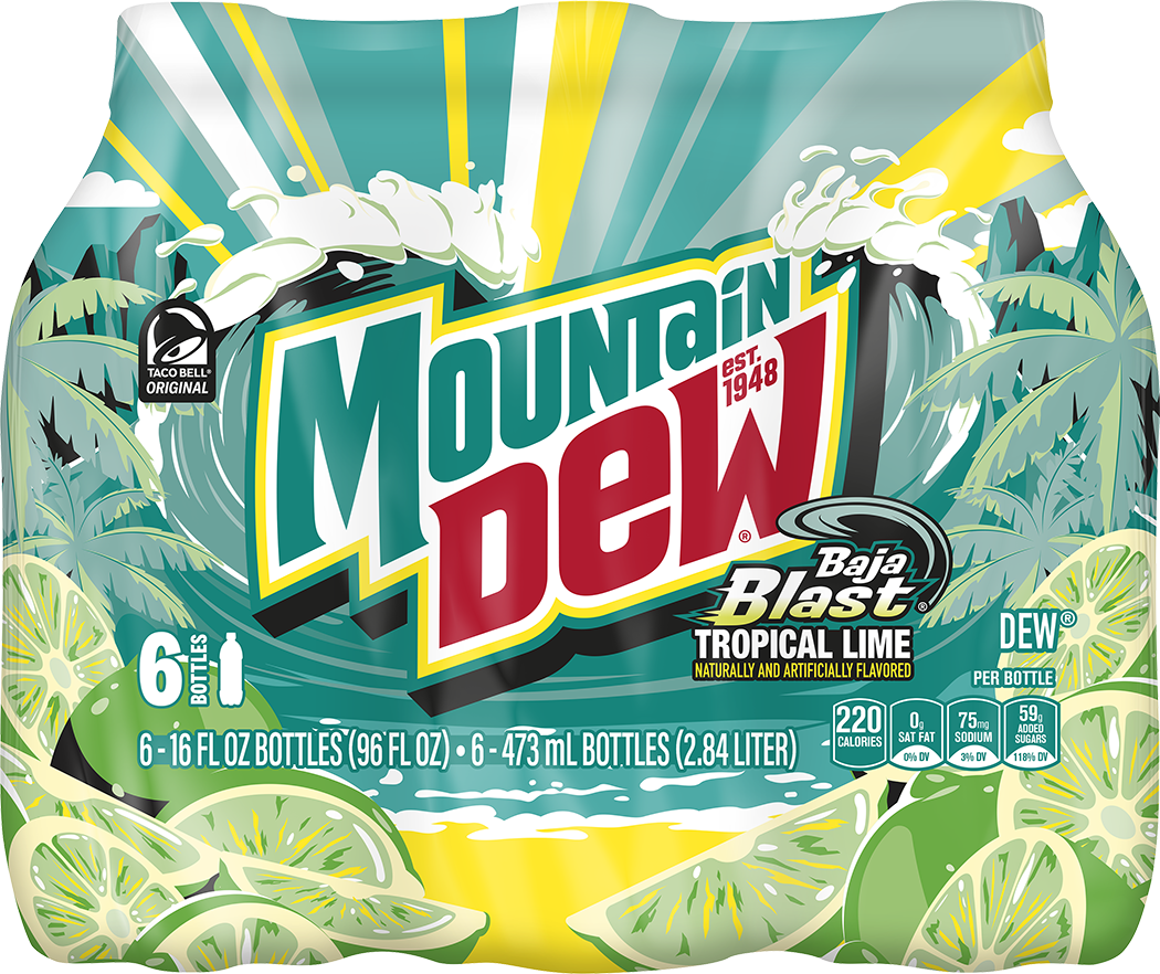 Mountain Dew, Baja Blast, Tropical Lime Naturally And Artificially Flavored Dew thumbnail