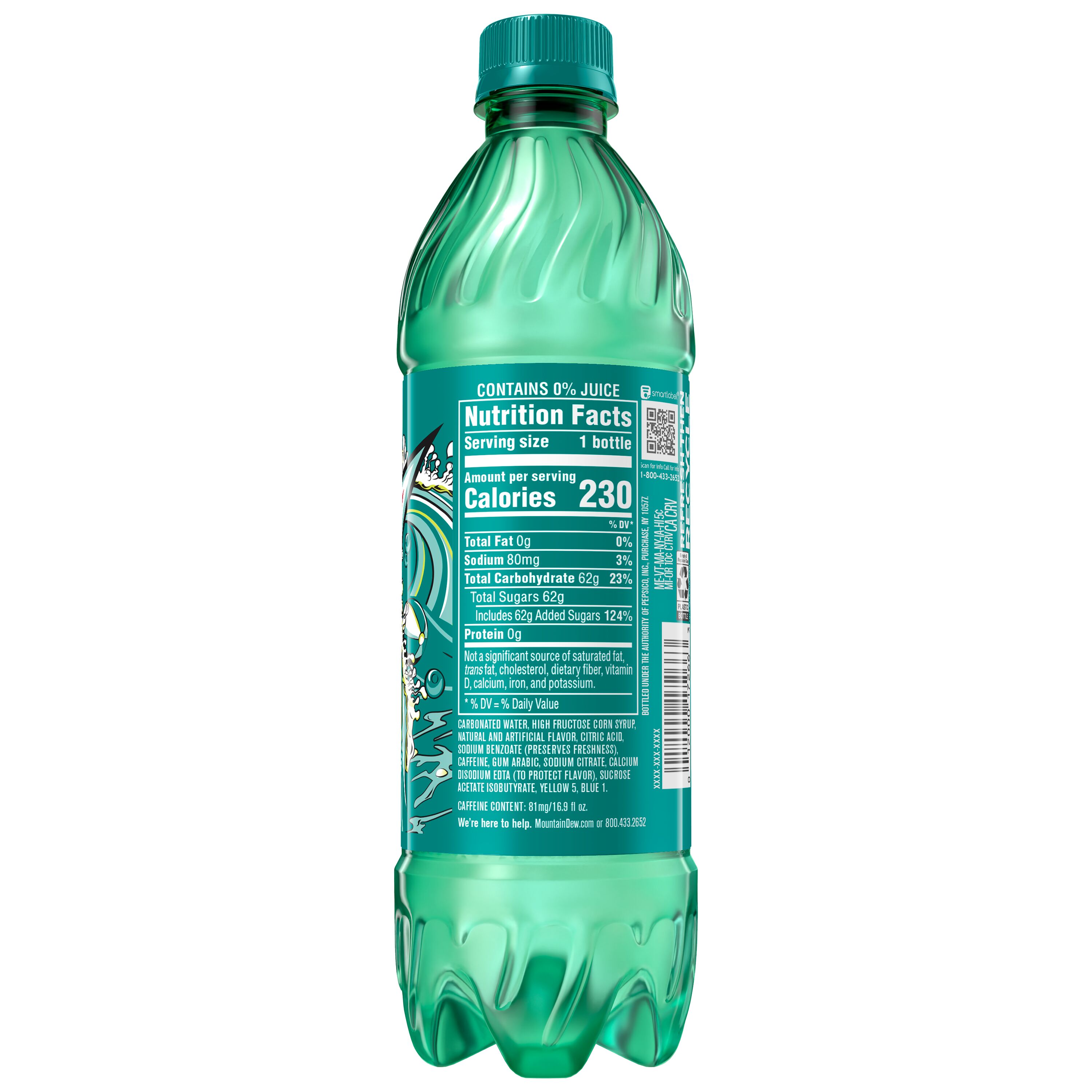 Mountain Dew, Baja Blast, Dew With A Blast Of Natural And Artificial Tropical Lime Flavor thumbnail