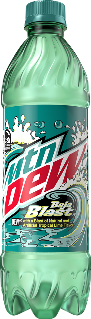 Mountain Dew, Baja Blast, Dew With A Blast Of Natural And Artificial Tropical Lime Flavor thumbnail