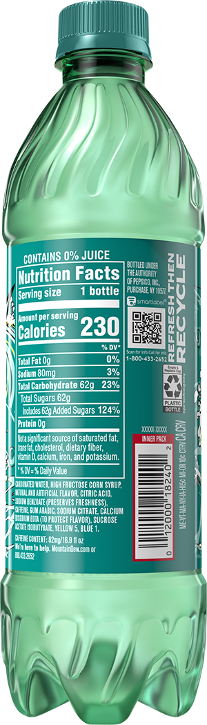 Mountain Dew, Baja Blast, Dew With A Blast Of Natural And Artificial Tropical Lime Flavor thumbnail