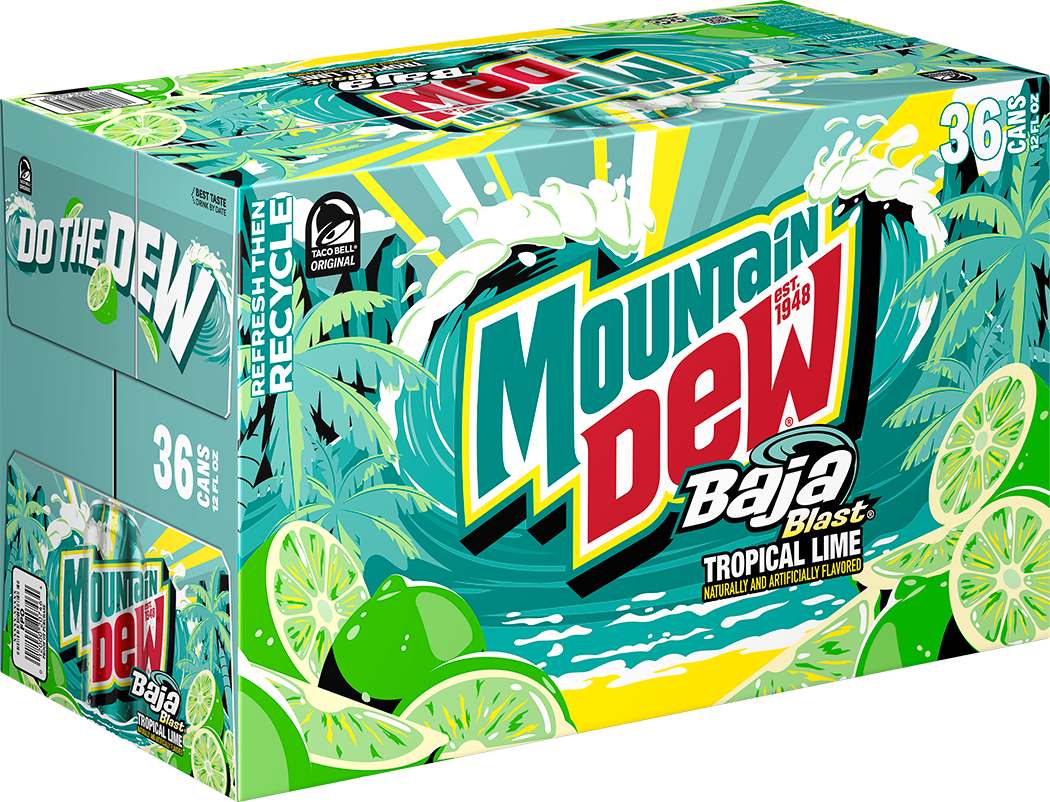 Mountain Dew, Baja Blast, Tropical Lime Naturally And Artificially Flavored Dew thumbnail