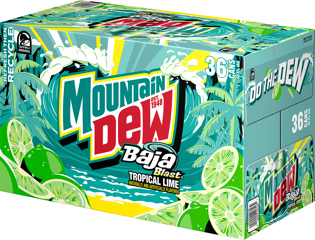Mountain Dew, Baja Blast, Tropical Lime Naturally And Artificially Flavored Dew thumbnail