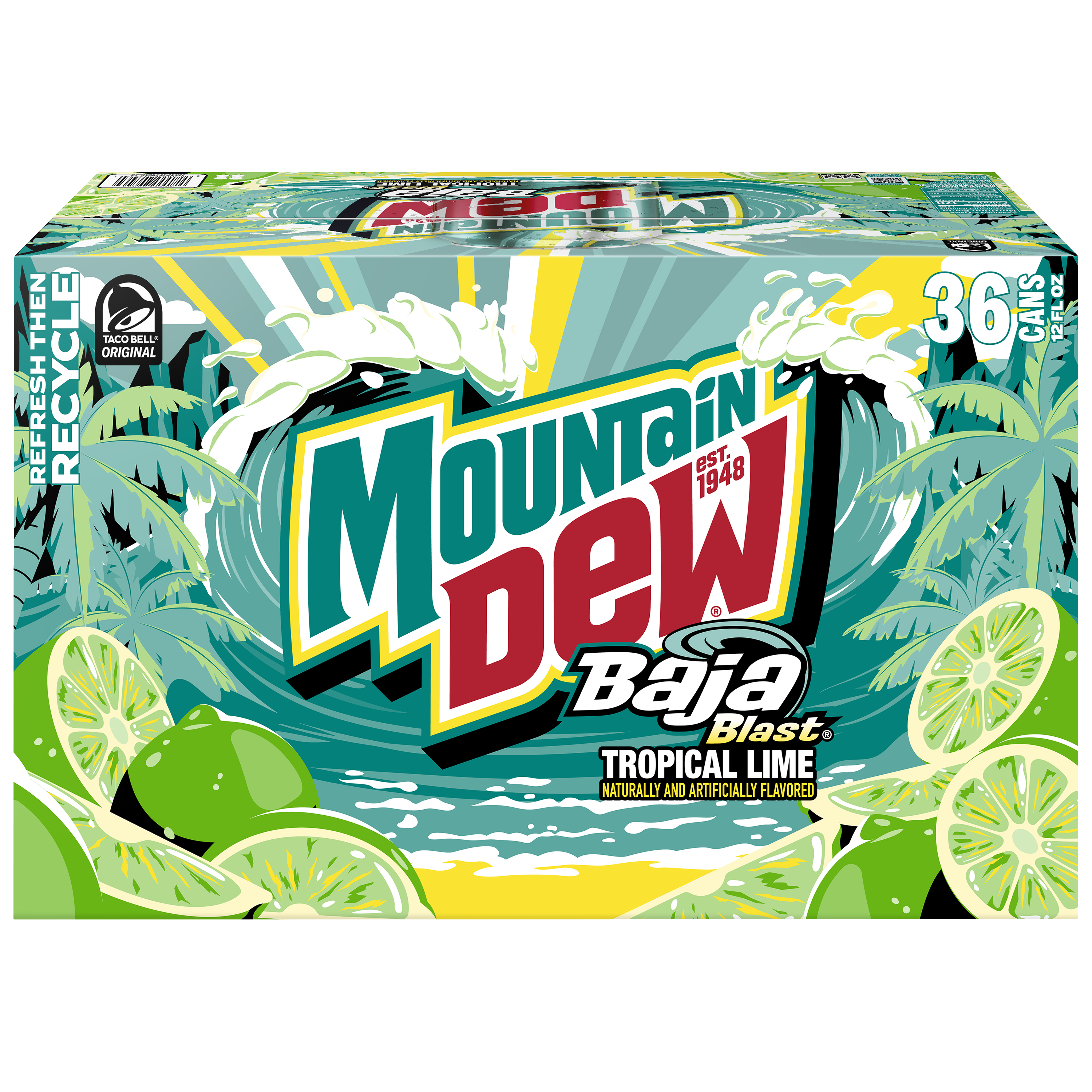 Mountain Dew, Baja Blast, Tropical Lime Naturally And Artificially Flavored Dew