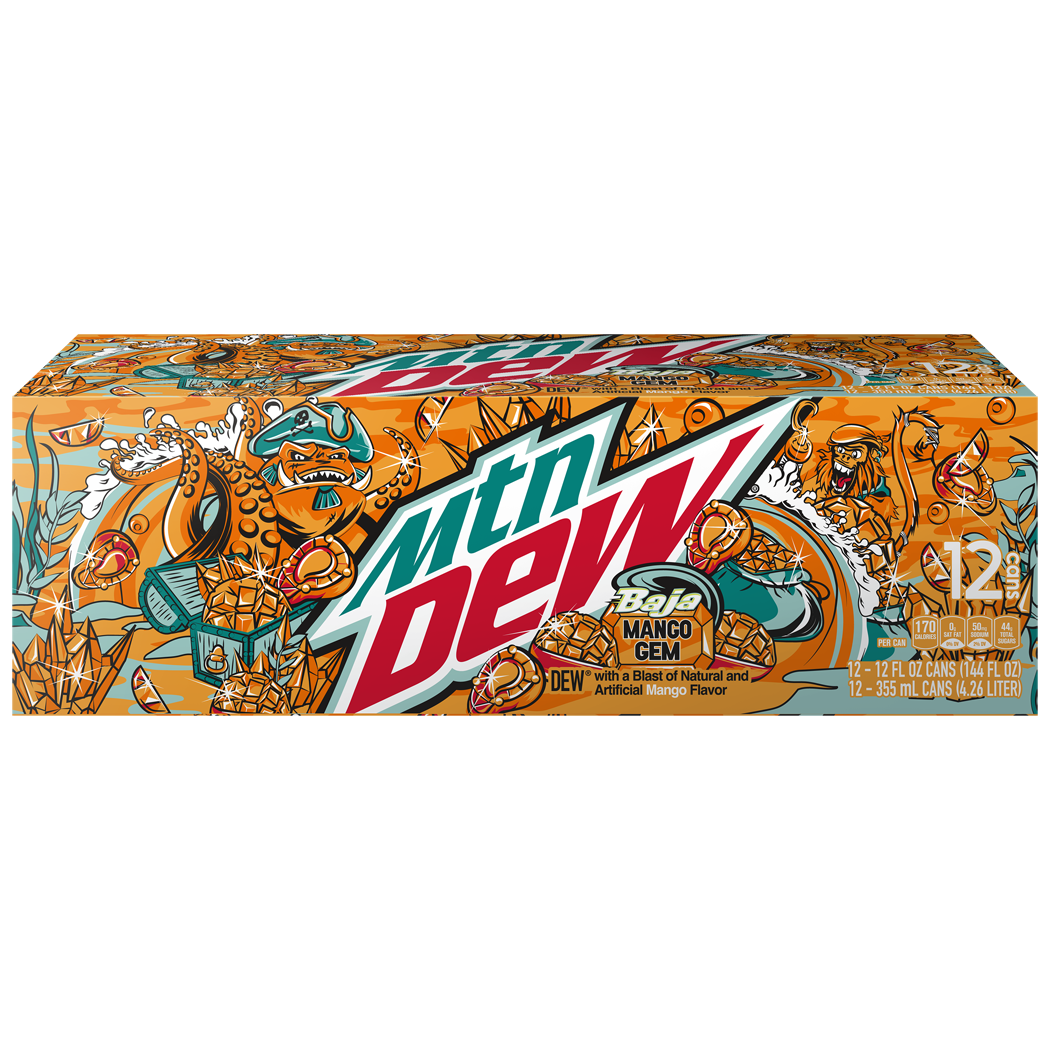 Mountain Dew, Baja Mango Gem, Dew With A Blast Of Natural And Artificial Mango Flavor thumbnail